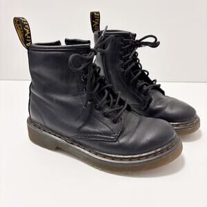 Dr. Martens 1460 Little Kid Sz 13 Black Combat Style Leather Boot Side Zipper